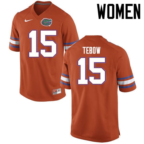 Women's NCAA Florida Gators Tim Tebow #15 Stitched Authentic Nike Orange College Football Jersey XJE6565EU